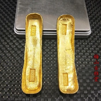 

2pcs Exquisite antique solid gold ingot of Qing Dynasty gold coins
