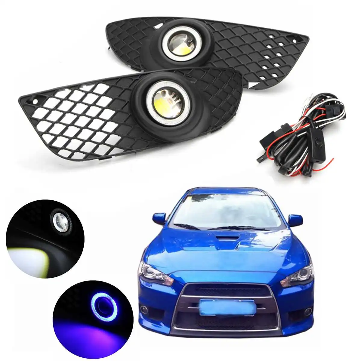 Пара 12 В черный корпус противотуманные фары для Mitsubishi Lancer 2008-2014 Решетка переднего
