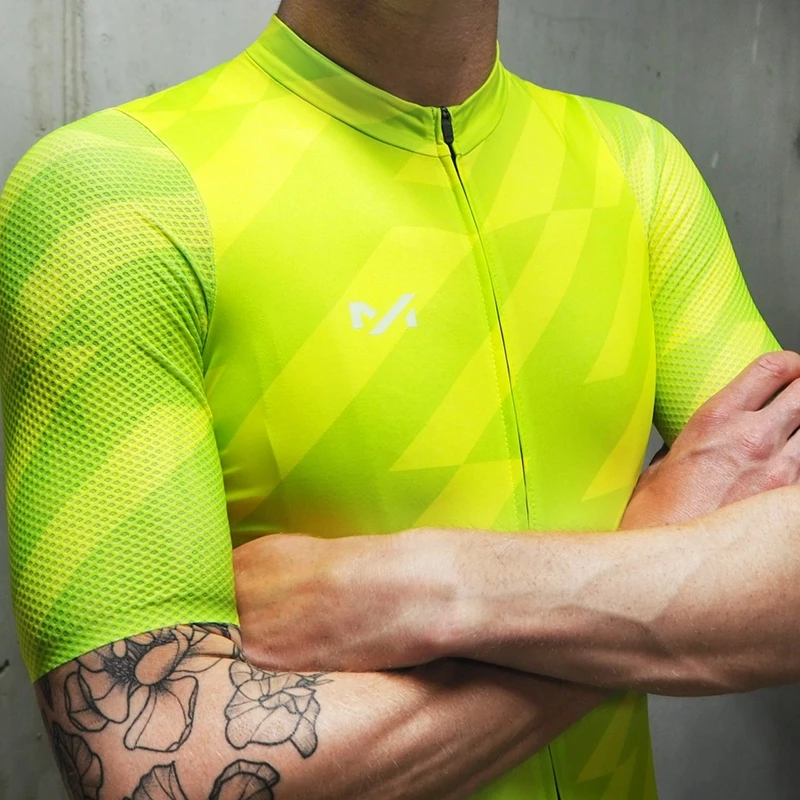 Летняя мужская крутая одежда для езды на велосипеде, воздушная сетчатая рубашка с коротким рукавом для езды на велосипеде, зеленая гоночная одежда для горного велосипеда Coolmax