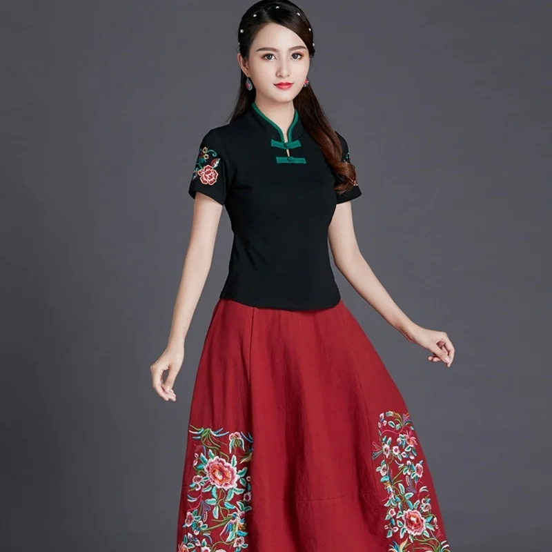 Women Chinese Shirt Ladies Chinese Tops Women Chinese T Shirt Oblique Shanghai Shirt Qipao Cheongsam Top Style Clothing