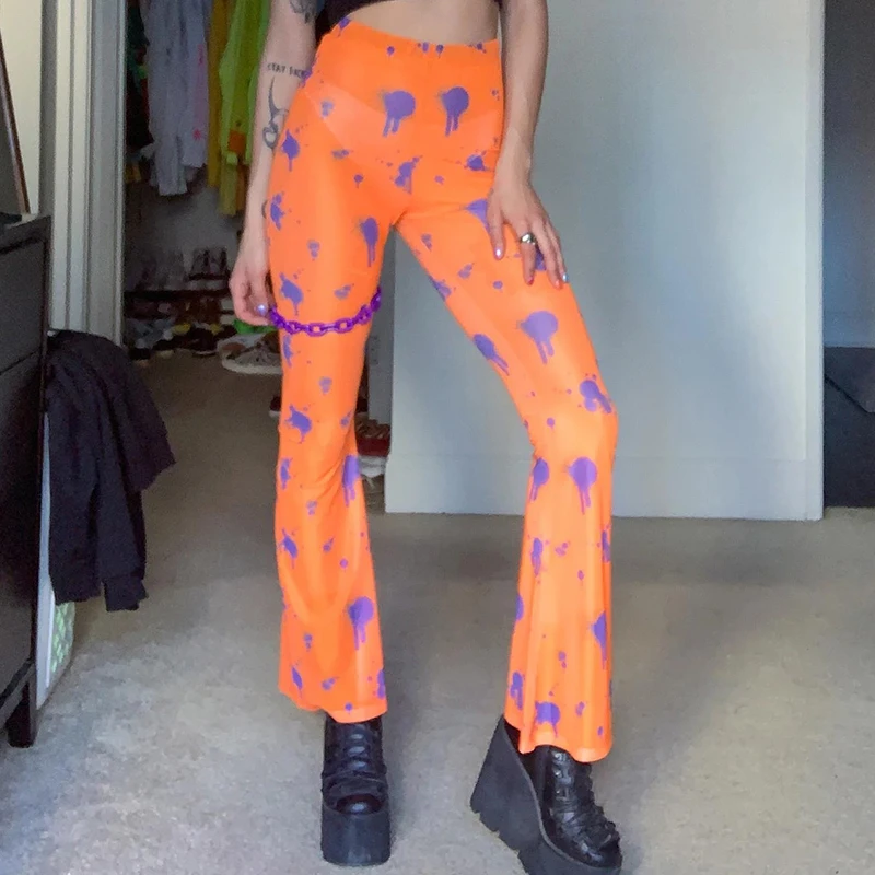 orange bell bottom pants