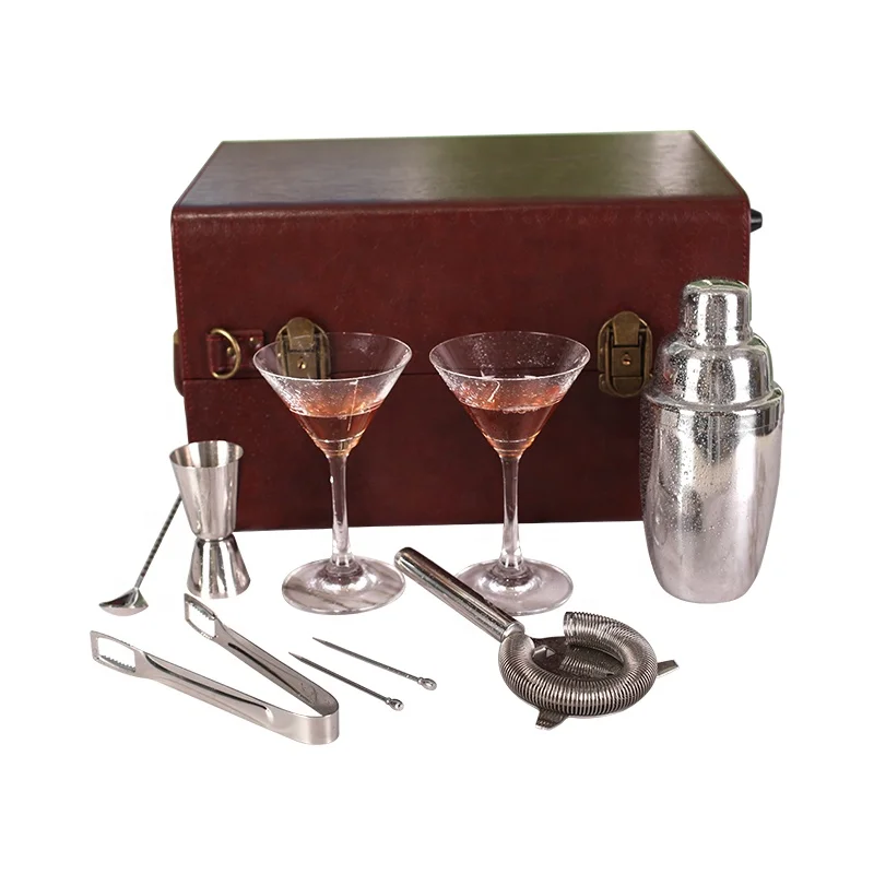 

Wholesale Custom 5pcs Stainless Steel Bartender Tool Kit with wood box