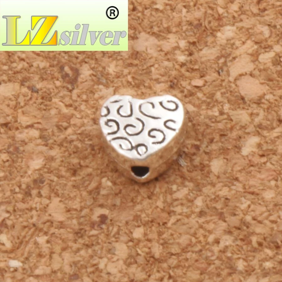Small Flat Round With Swirls Heart Beads 5.9X6.1mm 500pcs zinc alloy Loose Beads Jewelry DIY L1767