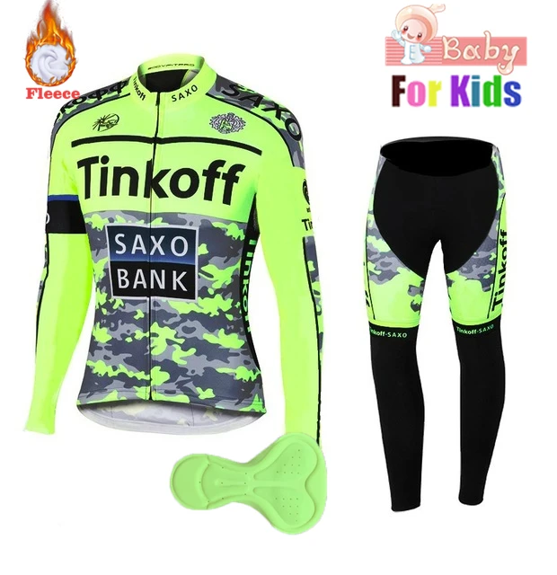 winter cycling set Tinkoff велокофты наборы Детские профессиональные велокостюмы с длинным рукавом для мальчиков зимняя одежда для велоспорта Триатлон велосипедная форма Ciclismo - Цвет: winter cycling set
