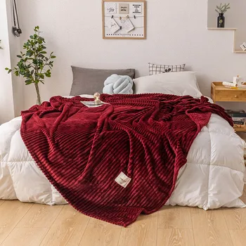 

Super Soft Solid Quilted Flannel Blankets For Beds Striped Mink Throw Sofa Cover Bedspread Winter Warm Blankets Throw blanket