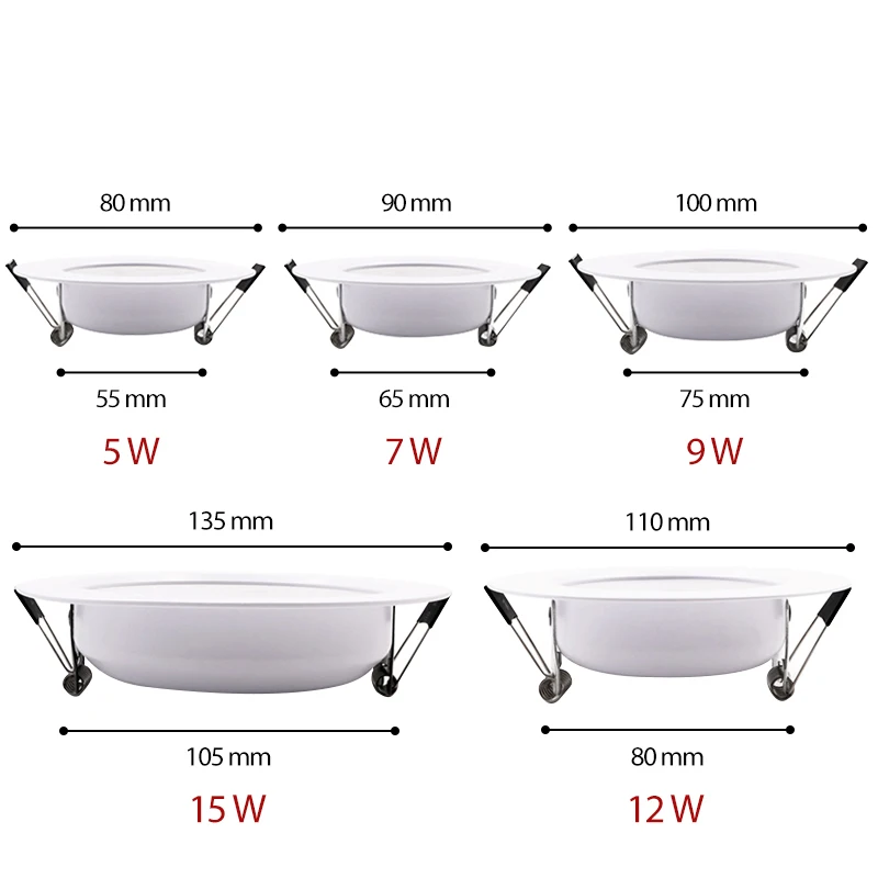LED Downlight 5W 7W 9W 12W 15W Ceiling light AC 220V 230V 240V For Living room