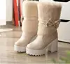 Botas de nieve de tacón alto para mujer, botas de piel de estudiante de Lolita agradable arco, zapatos de Cachemira que mantienen el calor, bonitos con lazo, kawaii ► Foto 2/6