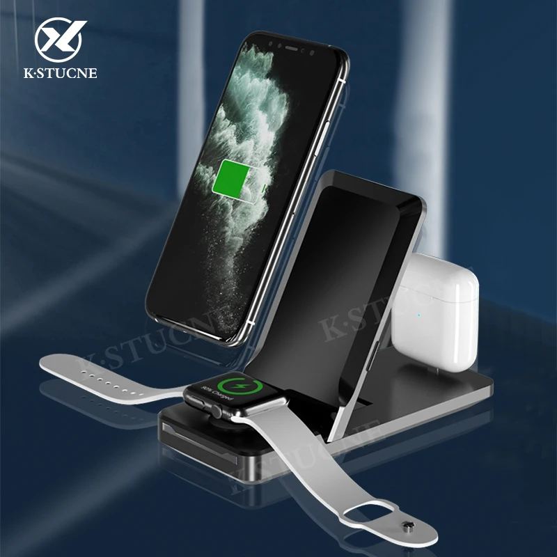 KSTUCNE Qi 15W Fast Charge 3 In 1 Wireless Charger For iPhone 12 11 Pro XR XS Charger Dock For Apple Watch 6 5 4 3 2 Airpods Pro
