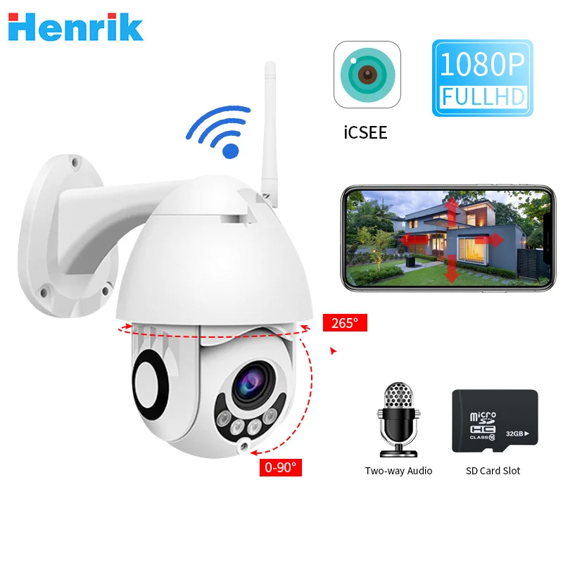 IP камера купольная PTZ Wi Fi 1080P 2 МП|camera panoramic|camera vwcamera pen |