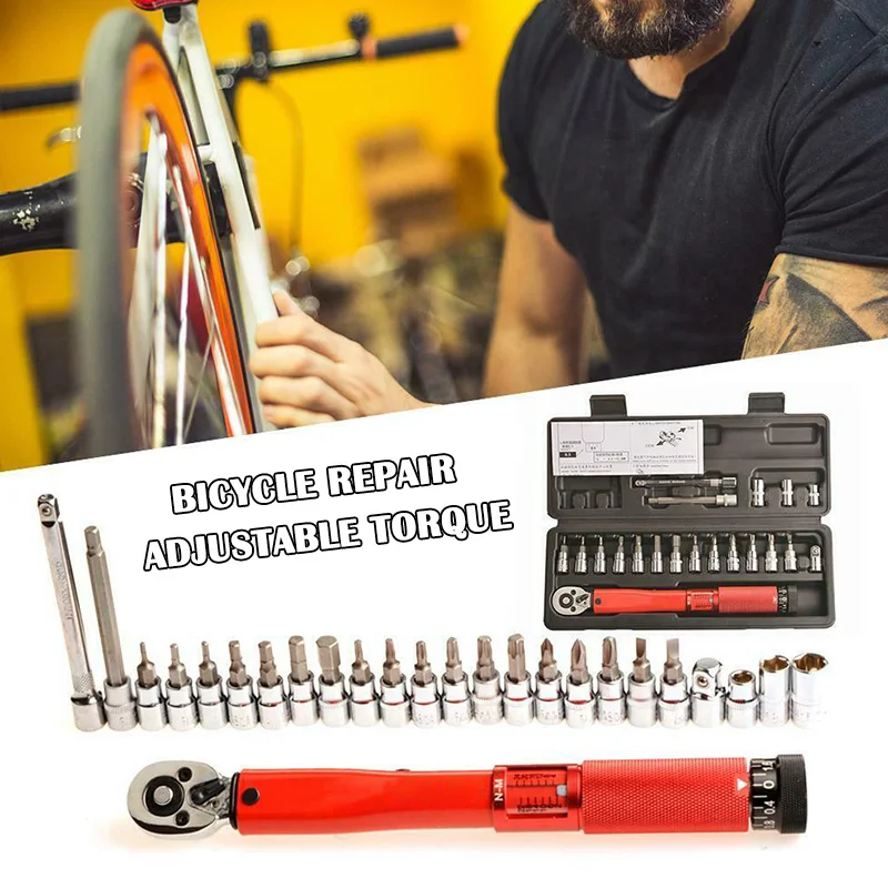 

20/25pcs Bicycle Repair Adjustable Torque Wrench Reversible Click Type Torque Wrench HVR88