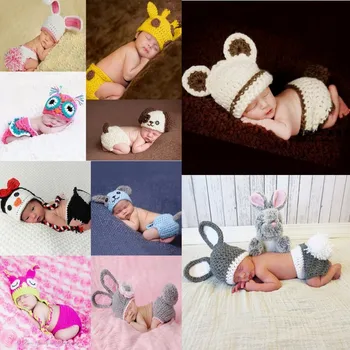 24 modelo opcional de punto de ganchillo accesorios de fotografía recién nacido accesorios traje de bebé niños niñas fotografía ropa 1