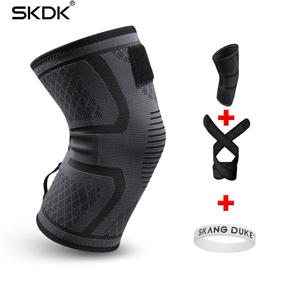 SKDK 1 шт. Двойные наколенники под давлением подтяжки, Ремешок съемный наколенник Crossfit Фитнес Бег спортивный наколенник - Цвет: Black with Ring