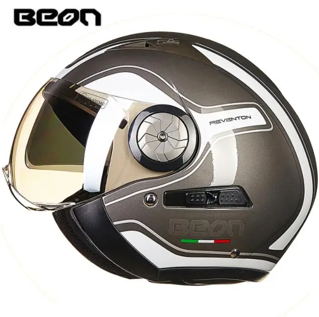 BEON мотоциклетный шлем с двойным щитком 3/4 открытым лицом мотоциклетный шлем Capacete винтажный Ретро Байкер скутер шлем для мужчин