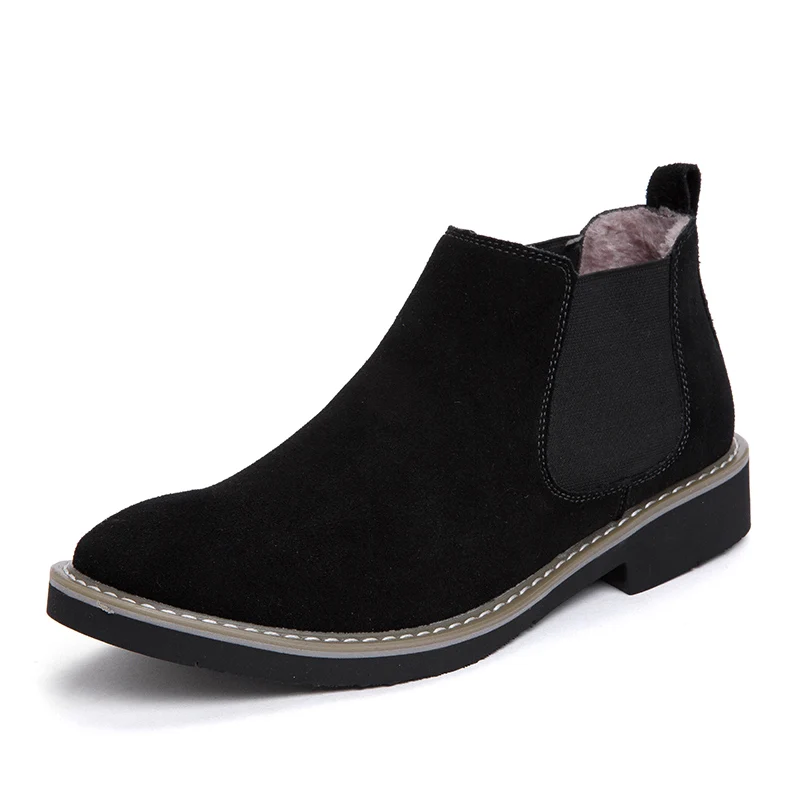 Новинка; Мужская обувь черного цвета; зимняя обувь для мужчин; Повседневная модная кожаная обувь - Цвет: Black Shoes