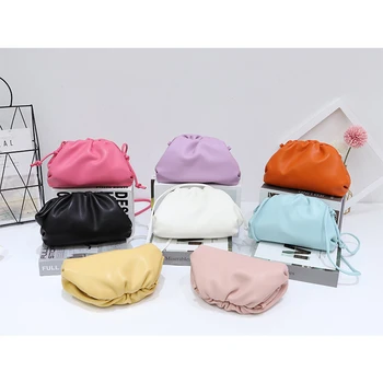 

Day clutch dumpling clip bag women cloud shoulder crossbody bag pleated messenger pouch handbag 2020 new yellow white orange
