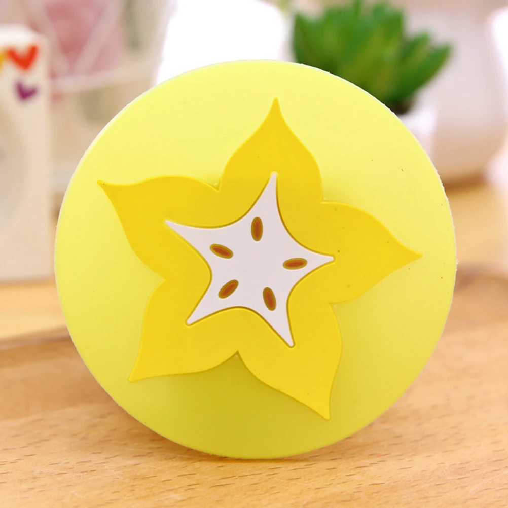 5cs Fruit Shaped Coasters Heat Resistant Silicone Round Anti-Slip Pad Cute Cup Holder Mat For Kitchen Water Bottles& accessory