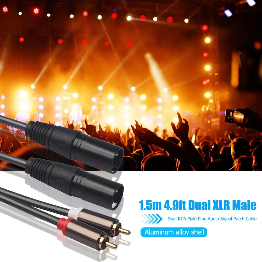 Premium 2RCA to 2 XLR Audio Cable with Durable Metal Shell for Amplifiers and Home Theaters