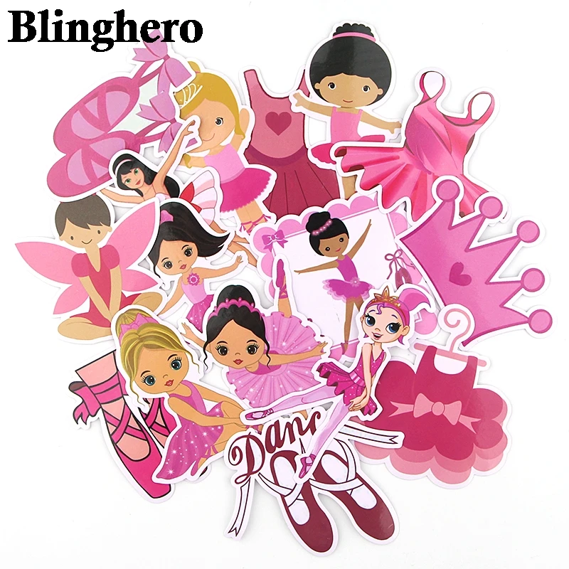 

CA408 16pcs/set Ballet girl Mixed Stickers Laptop Skateboard Luggage Car Styling Bicycle Graffiti Decals Cool Waterproof Sticker