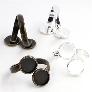 

10mm 3pcs Bright Silver Plated Bronze Brass Adjustable Ring Settings Blank/Base,Fit 10mm Glass Cabochons,Buttons;Ring Bezels