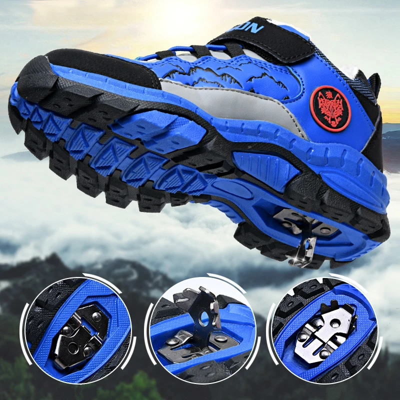 

Kids Winter Shoes Boys Non-slip Winter Sneakers 2019 Outdoor Warm Plus Fur Boots Teenagers Mountain Climbing Trekking Shoes