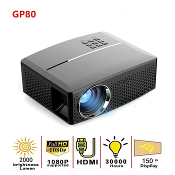 

NEW GP80 multimedia portable LED projector GP80UP smart Android WIFI projector home media player support 1080p HD playback
