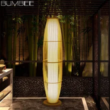 Китайский креативный бамбуковый торшер, Современная гостиная, минималистичный торшер, бамбуковый торшер, деревянный напольный светильник