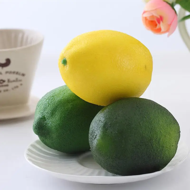 1 шт. Реалистичный искусственный лимон декоративный пластиковый твердый искусственный фруктовый шкаф домашний декор вечерние искусственные фрукты