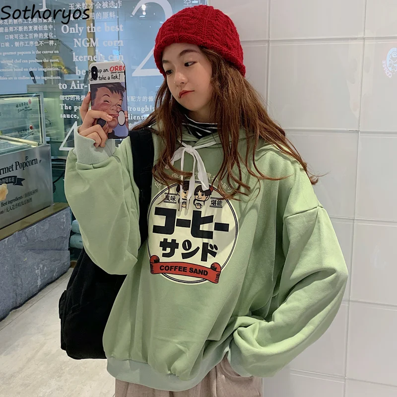 

Hoodies Women 2019 Spring Autumn Sweatshirts Thin Korean Style Loose Kawaii Harajuku Ulzzang Printed Womens Clothes Chic Casual