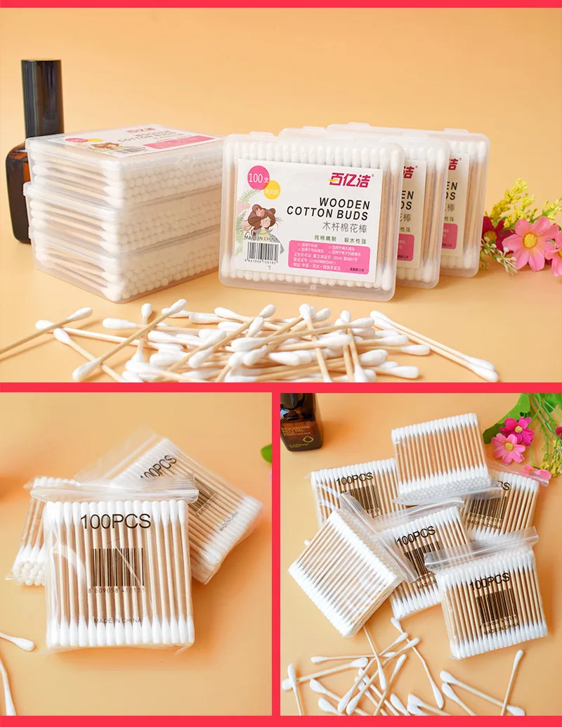 High Grade Quality 80 Soft Bag Stick Double Headed Cotton Swab Health Cotton Swab Beauty Roller Makeup Cotton Swab