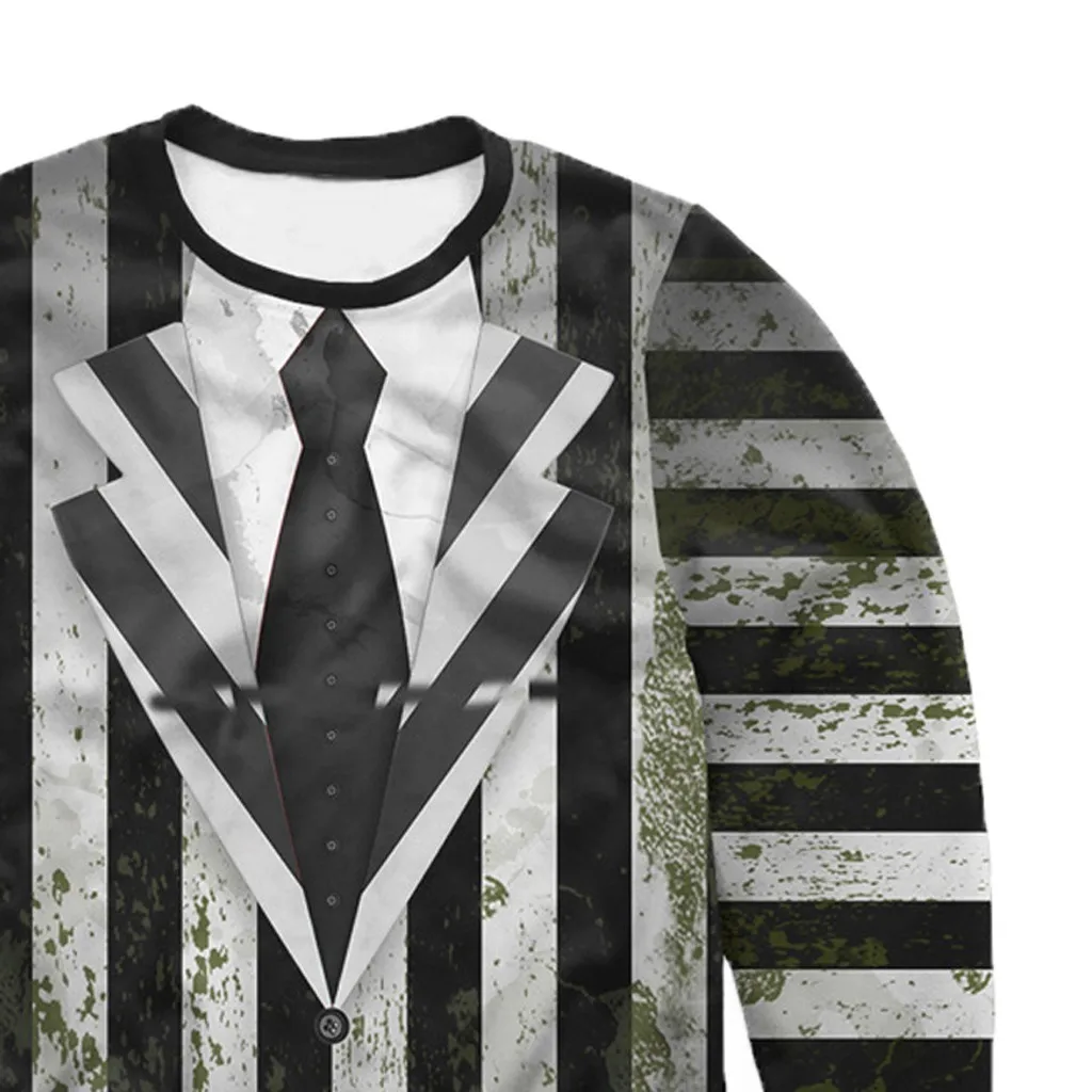 Mens Casual Scary Halloween 3D Printed Long Sleeve Shirt Round Neck Blouse Topstranger Things Hoodies Pokemon Tactical Pants