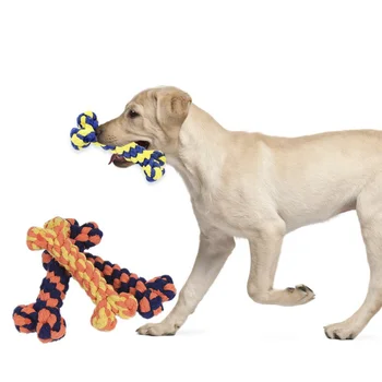 

1 pcs Pets dogs pet supplies Pet Dog Puppy Cotton Chew Knot Toy Durable Braided Bone Rope Funny Tool (Random Color )