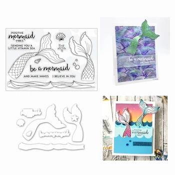 

3D New Metal Cutting Dies 2020 and Scrapbooking For Paper Making Mermaid Clear Stamp With Die Bundle Embossing Frame Card Craft