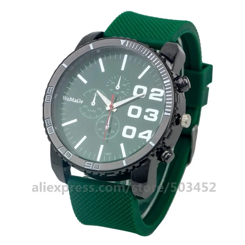 green 100 шт./лот, женские часы 1091, Элегантные наручные часы со стальным ремешком, модные часы с очень большим циферблатом, подарки, циркониевые часы, мужские часы - Цвет: green
