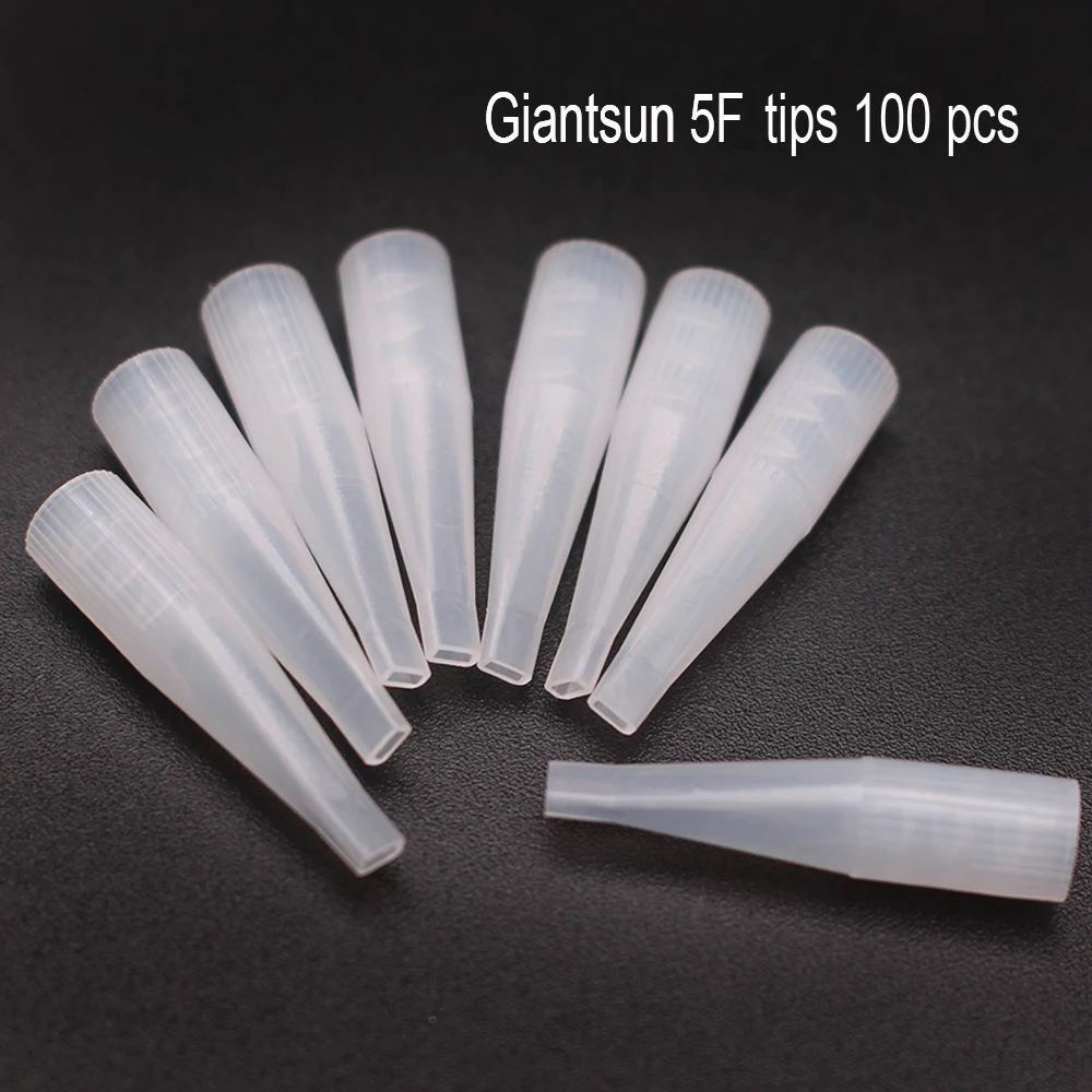 100pcs/lot Small Size 5 Flat Tattoo Tips Permanent Makeup Eyebrow/Eyeliner/Lips Giant Sun Machine Needle caps | Красота и здоровье