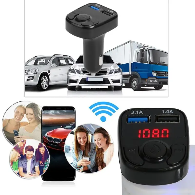 X22 Bluetooth 5,0 MP3 FM передатчик громкой связи 3.1A ЖК-дисплей автомобильное зарядное устройство