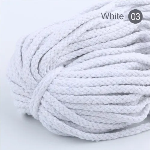 03 White 5 мм хлопковый шнур, экологичный витой канат, высокопрочная нить, сделай сам, текстиль, ремесло, тканая веревка, украшение для дома, Touw, 5 ярдов/партия - Цвет: 03 White