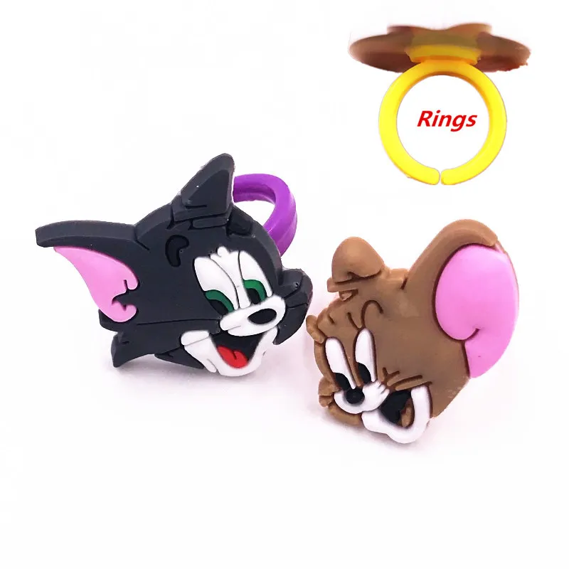 

2Pcs/lot Anime Cartoon Tom and Jerry Mouse and cat Children Kids Finger Rings Cosplay Party Gift finger Decoration jewelry