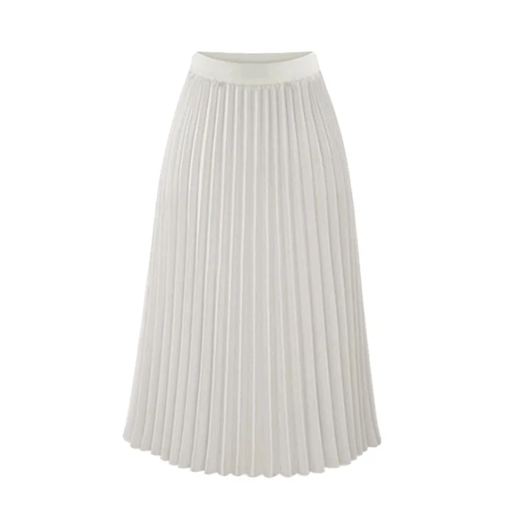 High Waist Pleated skirts womens 2019 Plus Size Spring Atumn Elegant Chiffon Skirt Femme Black White Ladies Midi Skirt Saia