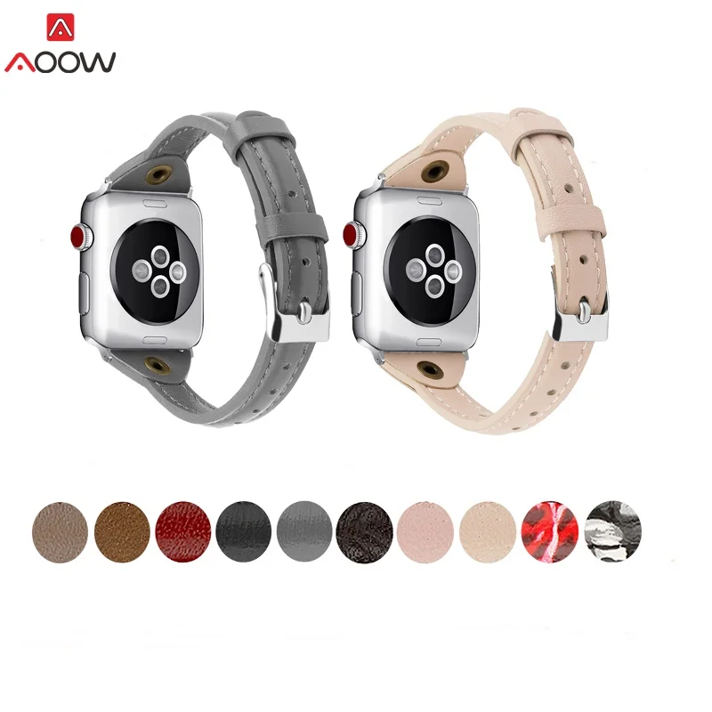 

Genuine Leather Lady Wristwatch Strap Band for Apple Watch Series 5/4/3/2/1 38mm 40mm 42mm 44mm for i watch Women Men's Watch