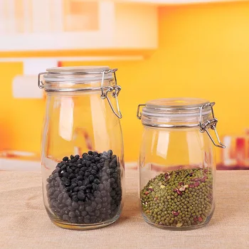 

Snap sealed glass jar transparent kitchen grain storage tank wholesale supply dried fruit sealed glass jar