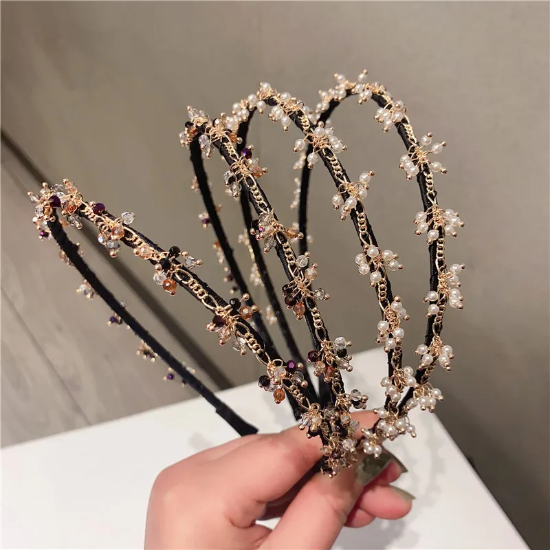 French Style Vintage White Colorful Hairbands Women Fashion Beading Tassel Pendants Headbands Street Hair Accessories 2021