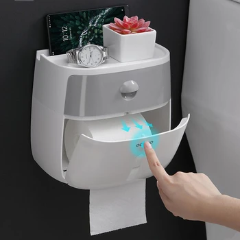 

Waterproof Wall Mount Toilet Paper Holder Shelf Toilet Paper Tray Roll Paper Tube Storage Box Creative Tray Tissue Box Home