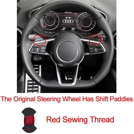 Ручное шитье автомобиль рулевое колесо крышка Volant замша для Audi R8 TT TTS- TT RS - Название цвета: Shift paddle Red