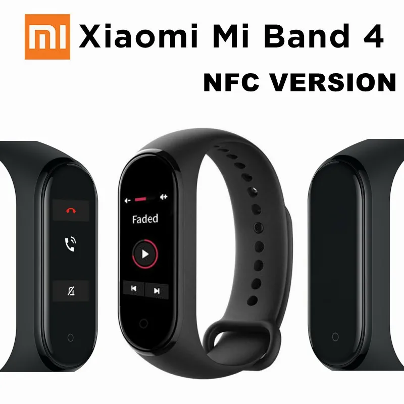 

Original Xiaomi Mi Band 4 Smart Bracelet Color Touch Screen Music Heart Rate Miband 4 2019 NFC Version Activity Fitness Tracker