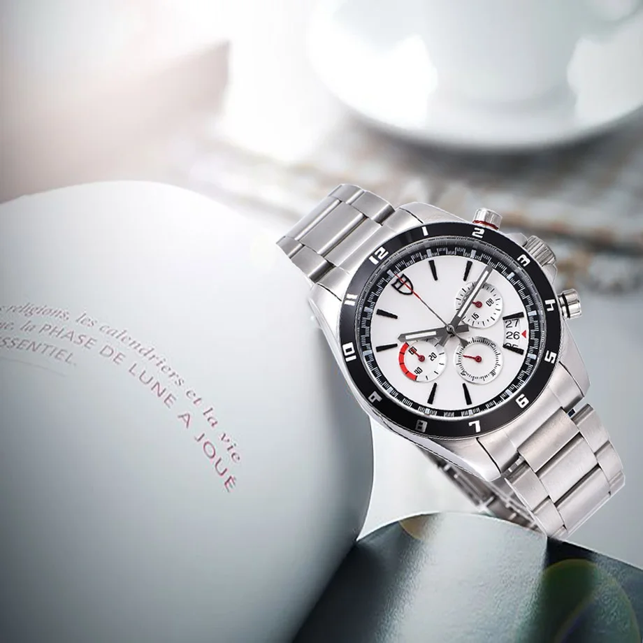

43mm New Watch Men Chronograph pointer 316L Steel Quartz Japanese Movement VK63 Case Multi-function