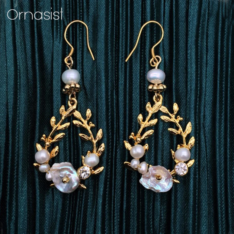 Винтажные серьги из натурального пресноводного жемчуга женские