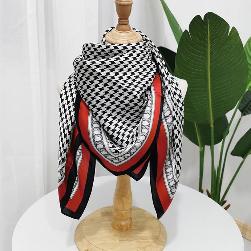 

2020 New ins style Japanese Korean silk scarves for women 90cm mulberry silk square scarf printed scarve luxury foulard kerchief