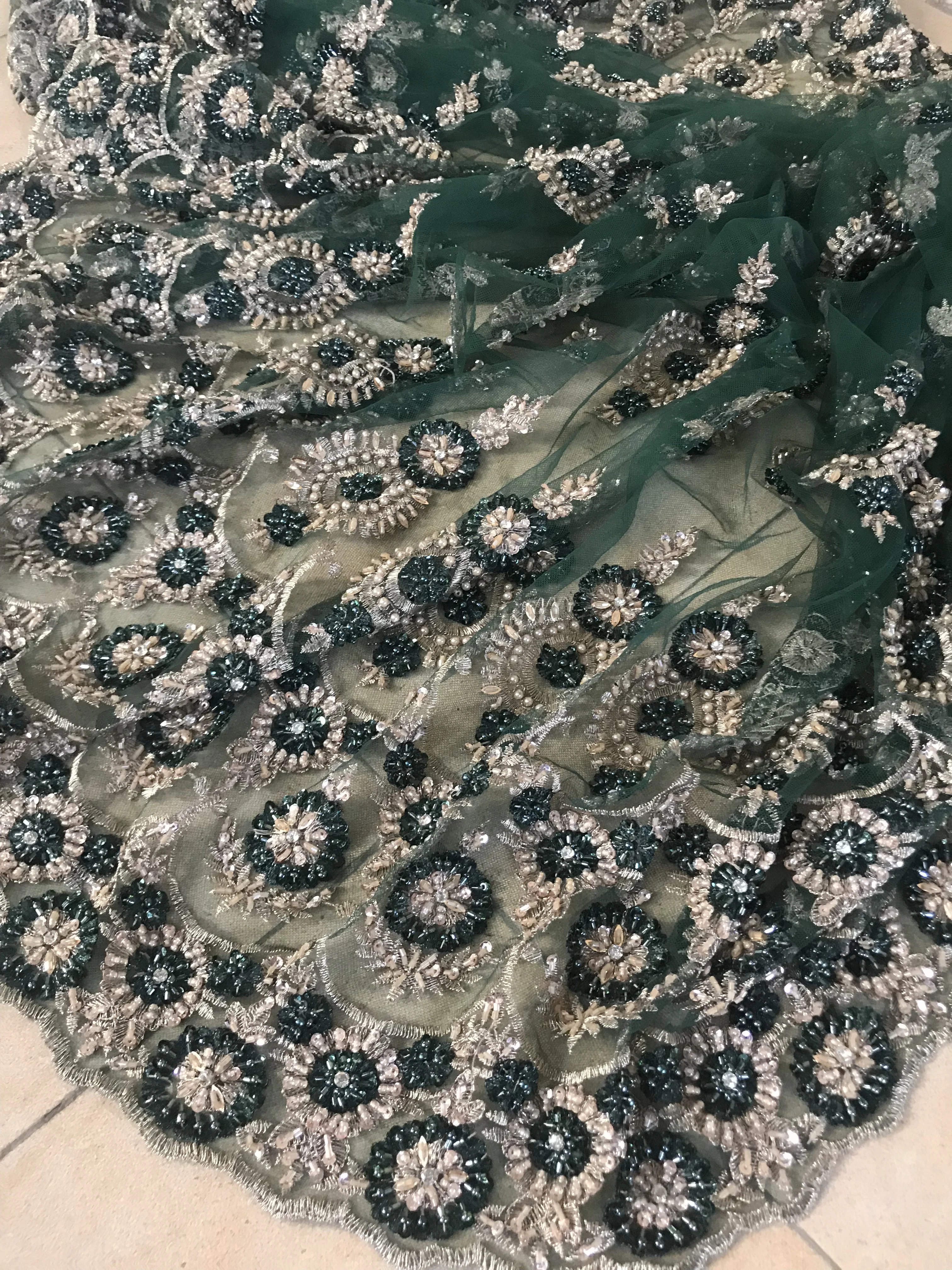

Embroidered Nigerian Laces Fabric ZH-11957 High Quality French Tulle Lace Fabric For Women dress