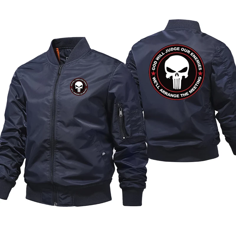 Skull Bomebr Jacket Men Winter Windproof Ma-1 Air Thick Pilot Jacket Zipper ceketler casacas Casual Streetwear Coats 4