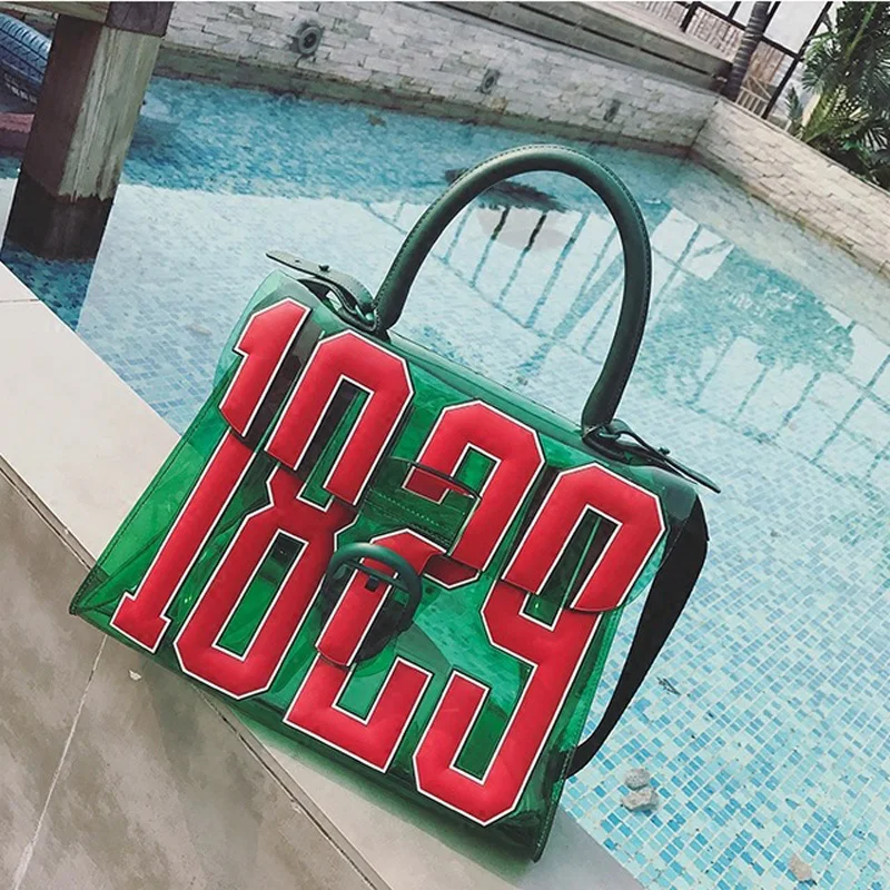 

Fashionable 3D Toched Letter Handbag Wide Strap Green Shoulder Big Capacity Bag